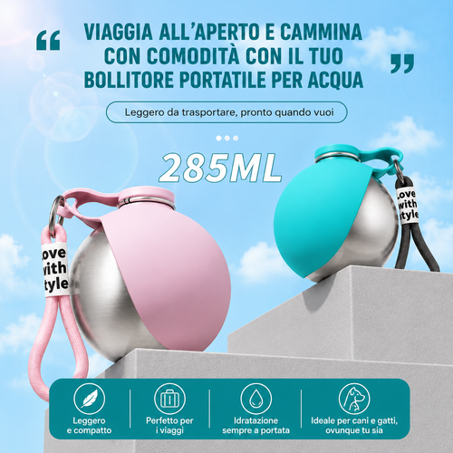 Borraccia per Cani Portatile 2 in 1 – Bottiglia e Ciotola per Passeggiata, Trekking e Viaggio | LUNOA